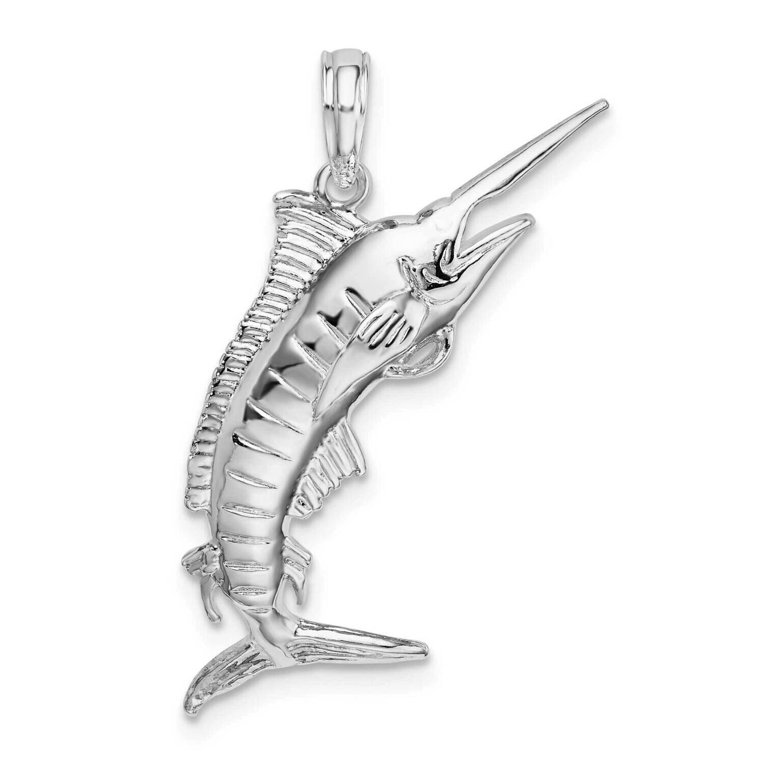 3D Blue Marlin Pendant Sterling Silver Polished QC10146