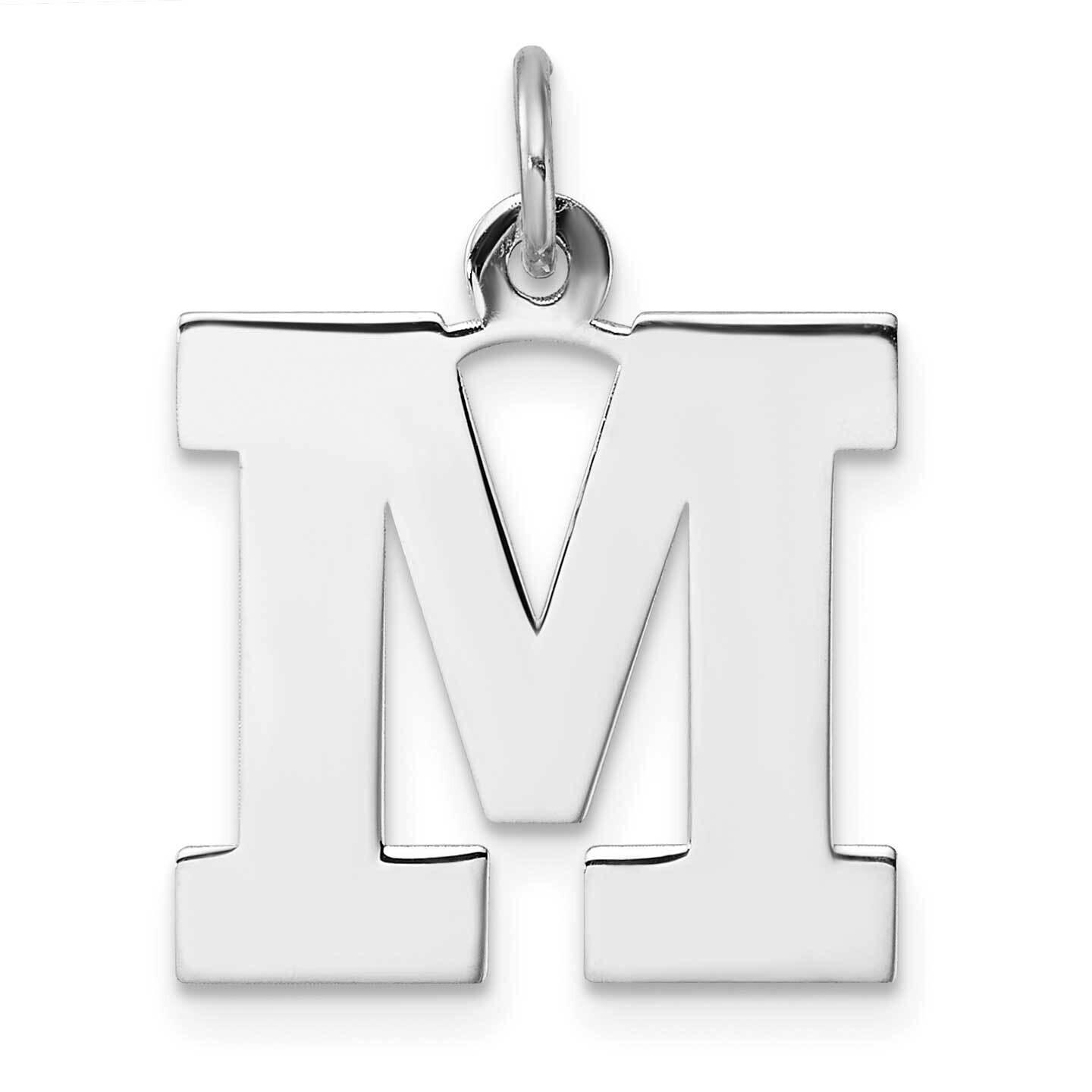 Large Block Letter M Initial Charm Sterling Silver Rhodium-Plated QC11255M, MPN: QC11255M,