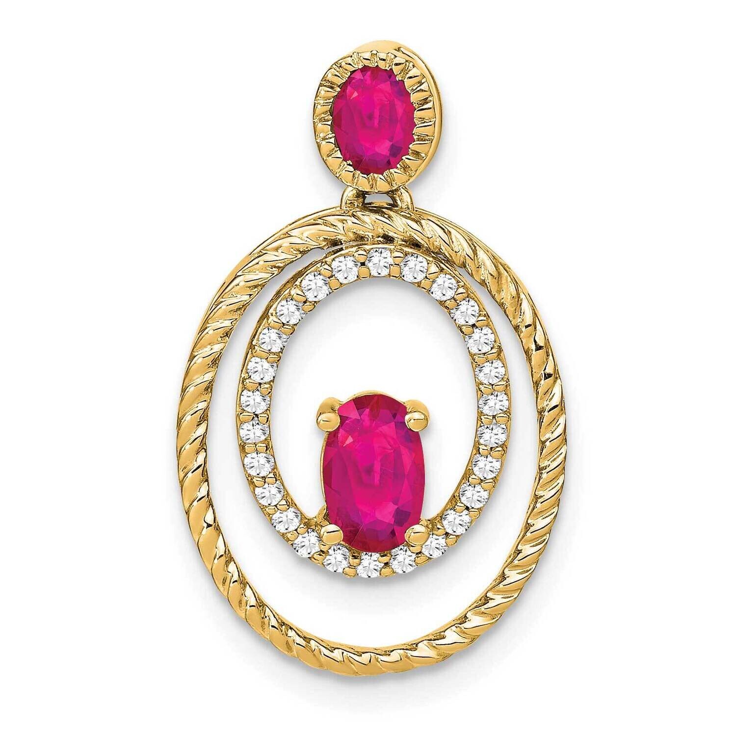 Ruby Diamond Oval Pendant 14k Gold PM7208-RU-016-YA, MPN: PM7208-RU-016-YA,