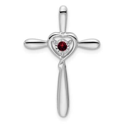 Garnet Cross Heart Chain Slide 10k White Gold PM7408-GA-1W, MPN: PM7408-GA-1W,