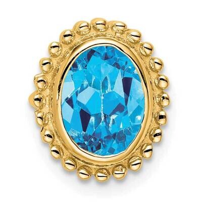 Oval Blue Topaz Chain Slide 10k Gold PM7202-BT-1Y, MPN: PM7202-BT-1Y,
