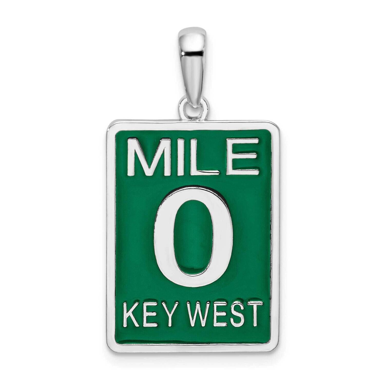 Enameled Large Key West Mile 0 Pendant Sterling Silver Polished QC10700, MPN: QC10700, 637218147311