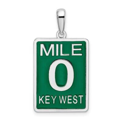 Enameled Large Key West Mile 0 Pendant Sterling Silver Polished QC10700, MPN: QC10700, 637218147311