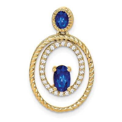 Sapphire Diamond Oval Pendant 14k Gold PM7208-SA-016-YA, MPN: PM7208-SA-016-YA,