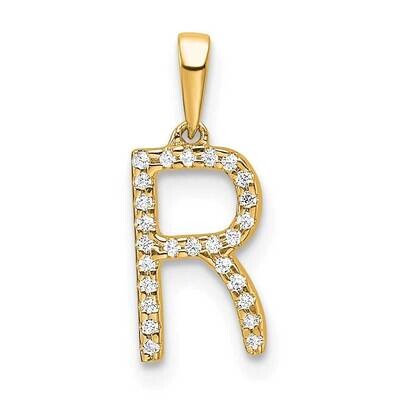 Diamond Letter R Initial Pendant 14k Gold PM9798R-008-YA, MPN: PM9798R-008-YA,