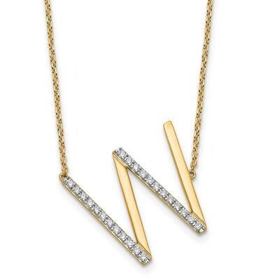 Sideways Diamond Initial W Necklace 14k Gold PM9844W-029-YA, MPN: PM9844W-029-YA,