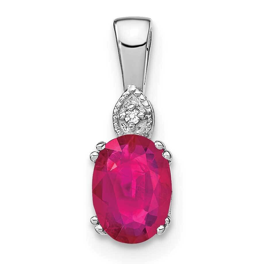 Oval Ruby Diamond Pendant 14k White Gold PM7185-RU-001-WA, MPN: PM7185-RU-001-WA,
