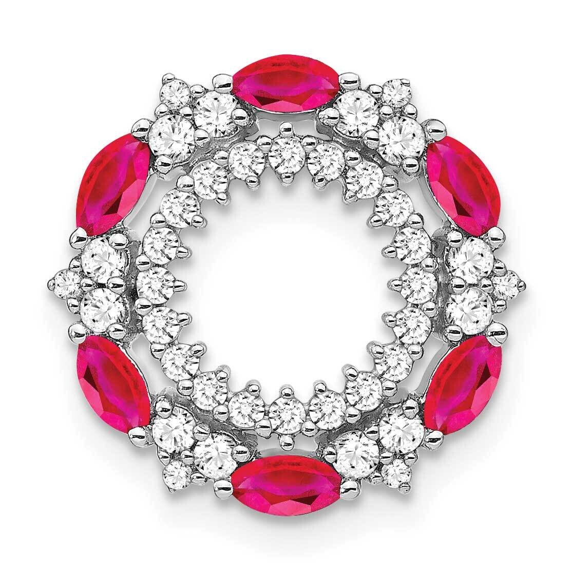 Ruby Diamond Circle Chain Slide 14k White Gold PM7210-RU-052-WA, MPN: PM7210-RU-052-WA,