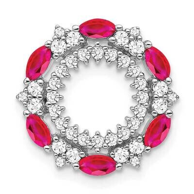 Ruby Diamond Circle Chain Slide 14k White Gold PM7210-RU-052-WA, MPN: PM7210-RU-052-WA,