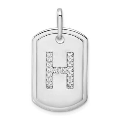 Diamond Initial H Dog Tag Charm 14k White Gold PM9842H-020-WA, MPN: PM9842H-020-WA,