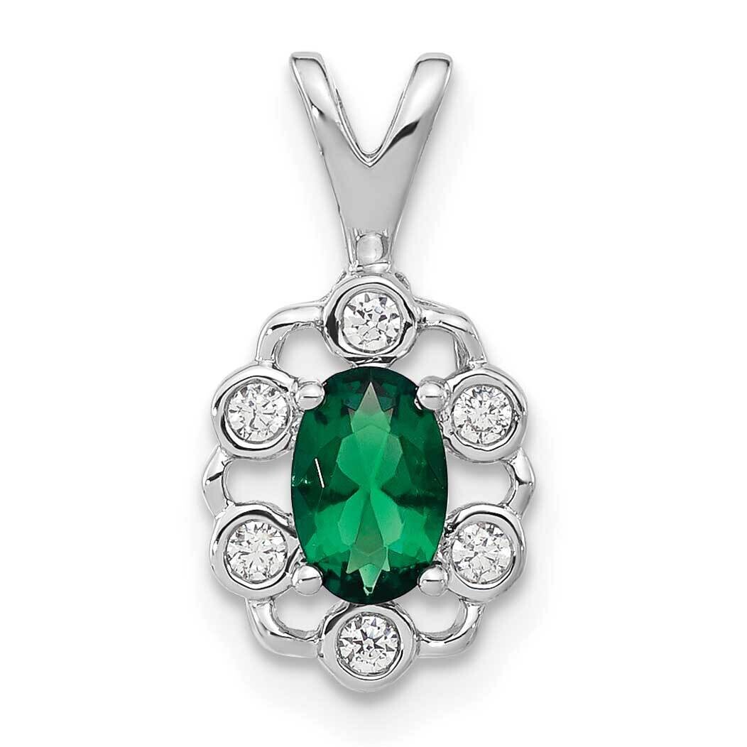 Diamond Created Emerald Pendant 14k White Gold PM9657-CEM-009-WLG