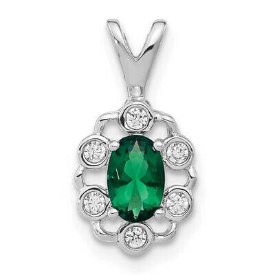 Diamond Created Emerald Pendant 14k White Gold PM9657-CEM-009-WLG, MPN: PM9657-CEM-009-WLG, 8839578…