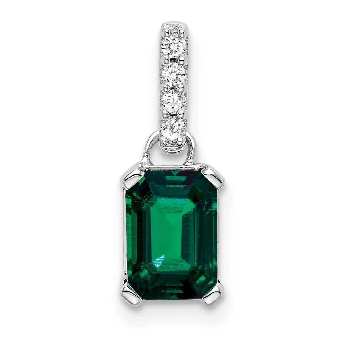 Diamond Created Emerald Pendant 14k White Gold PM7410-CEM-004-WLG, MPN: PM7410-CEM-004-WLG, 8839578…