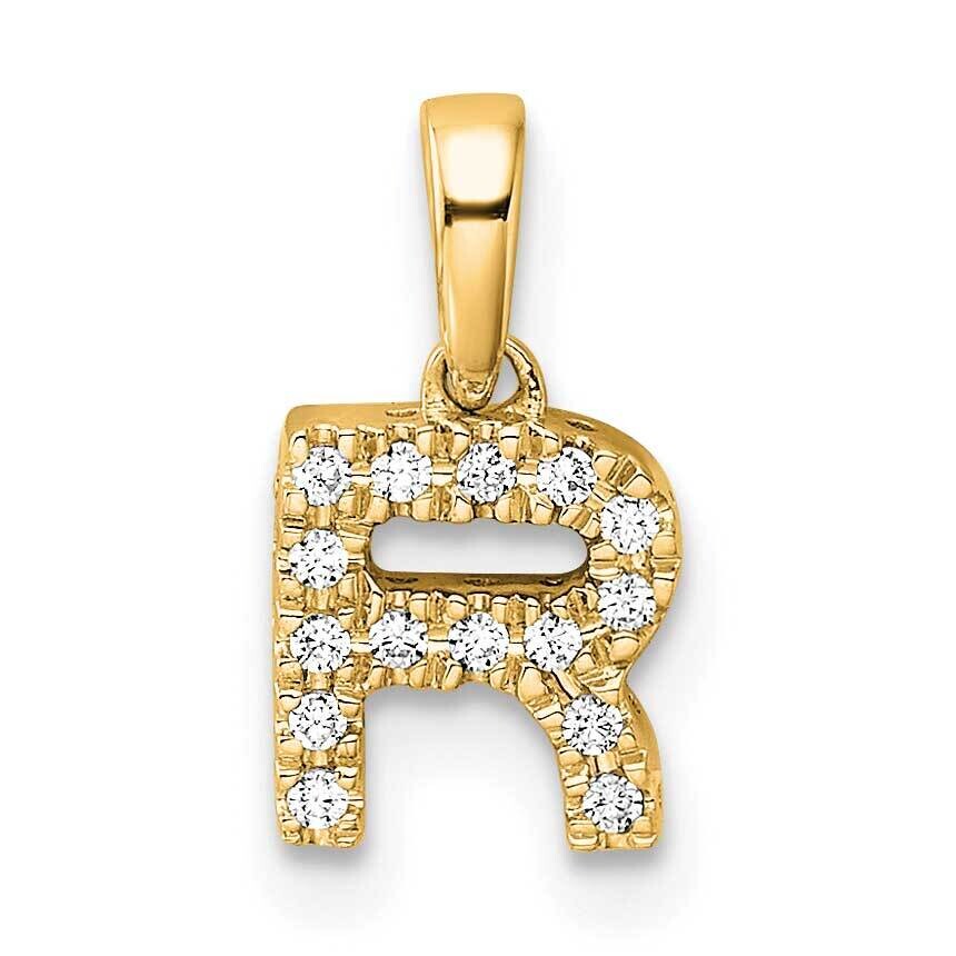 Diamond Letter R Initial Bail Pendant 14k Gold PM9797R-008-YA, MPN: PM9797R-008-YA,
