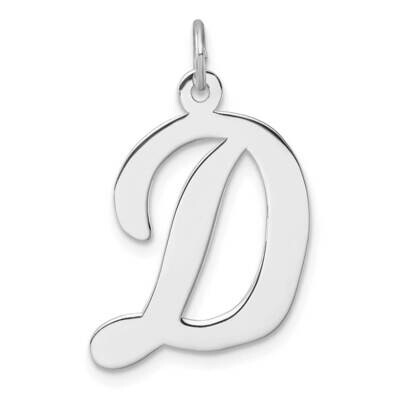 Large Script Letter D Initial Charm Sterling Silver Rhodium-Plated QC11253D, MPN: QC11253D,