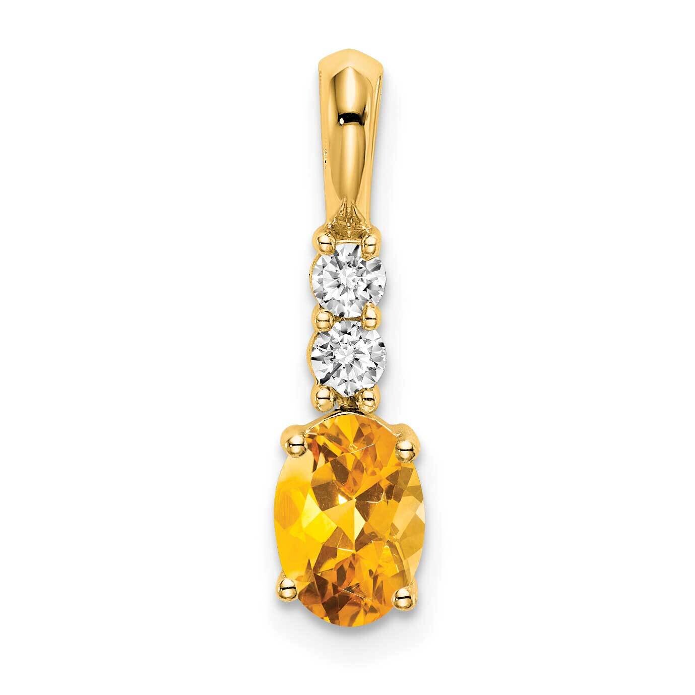 Oval Citrine Diamond Pendant 14k Gold PM7406-CI-013-YA, MPN: PM7406-CI-013-YA,