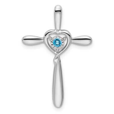 Blue Topaz Cross Heart Chain Slide 10k White Gold PM7408-BT-1W, MPN: PM7408-BT-1W,