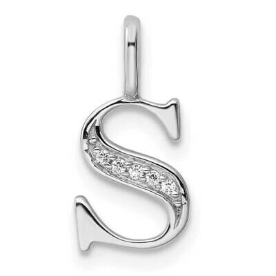Diamond Letter S Initial Pendant 14k White Gold PM8365S-002-WA, MPN: PM8365S-002-WA, 196904069431