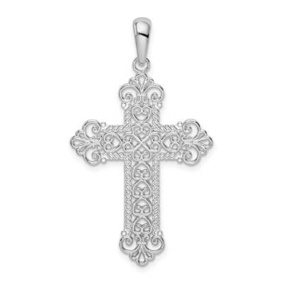Polish Filigree Rope Edge Fleur De Lis Cross Pendant Sterling Silver QC10506, MPN: QC10506, 6372181…