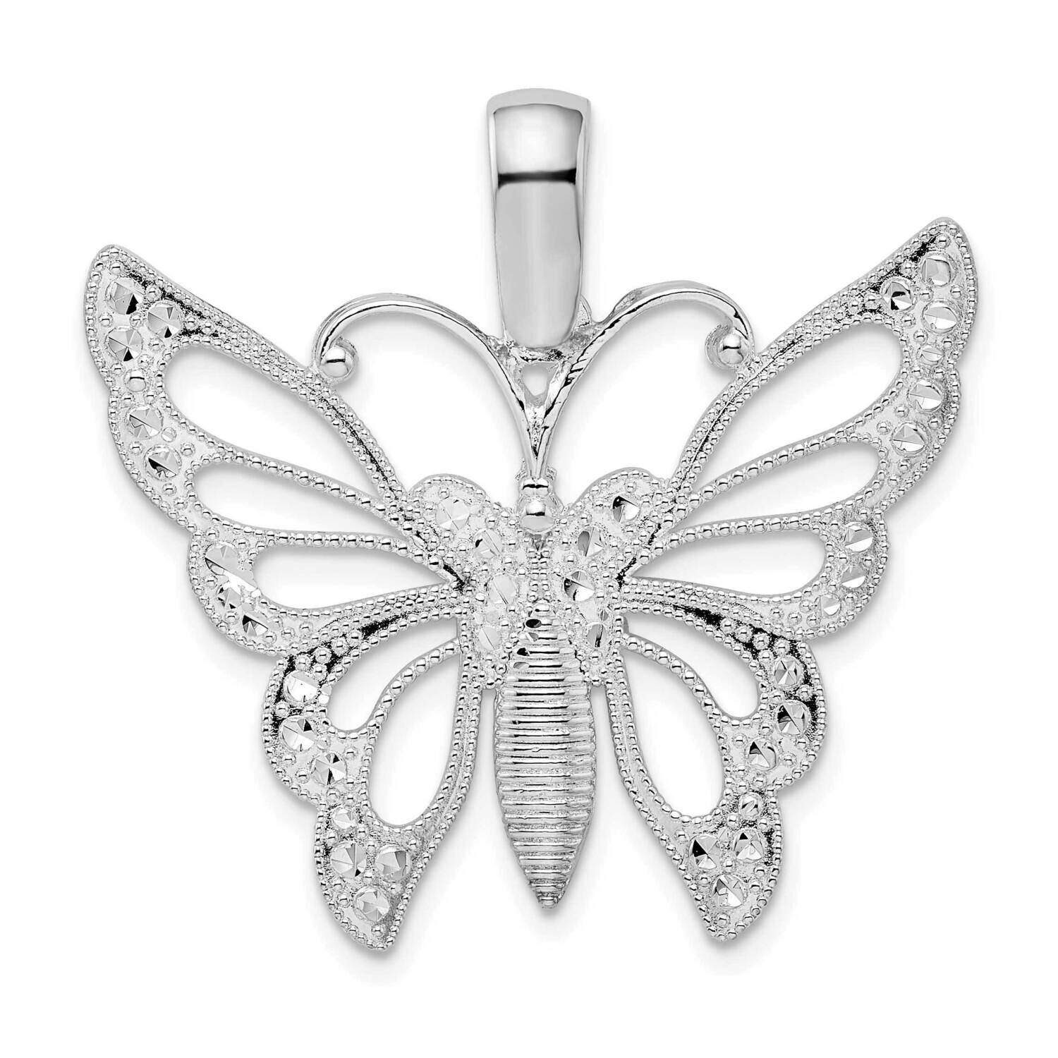 Diamond-Cut Cut-Out Butterfly Pendant Sterling Silver QC10438, MPN: QC10438, 637218179879