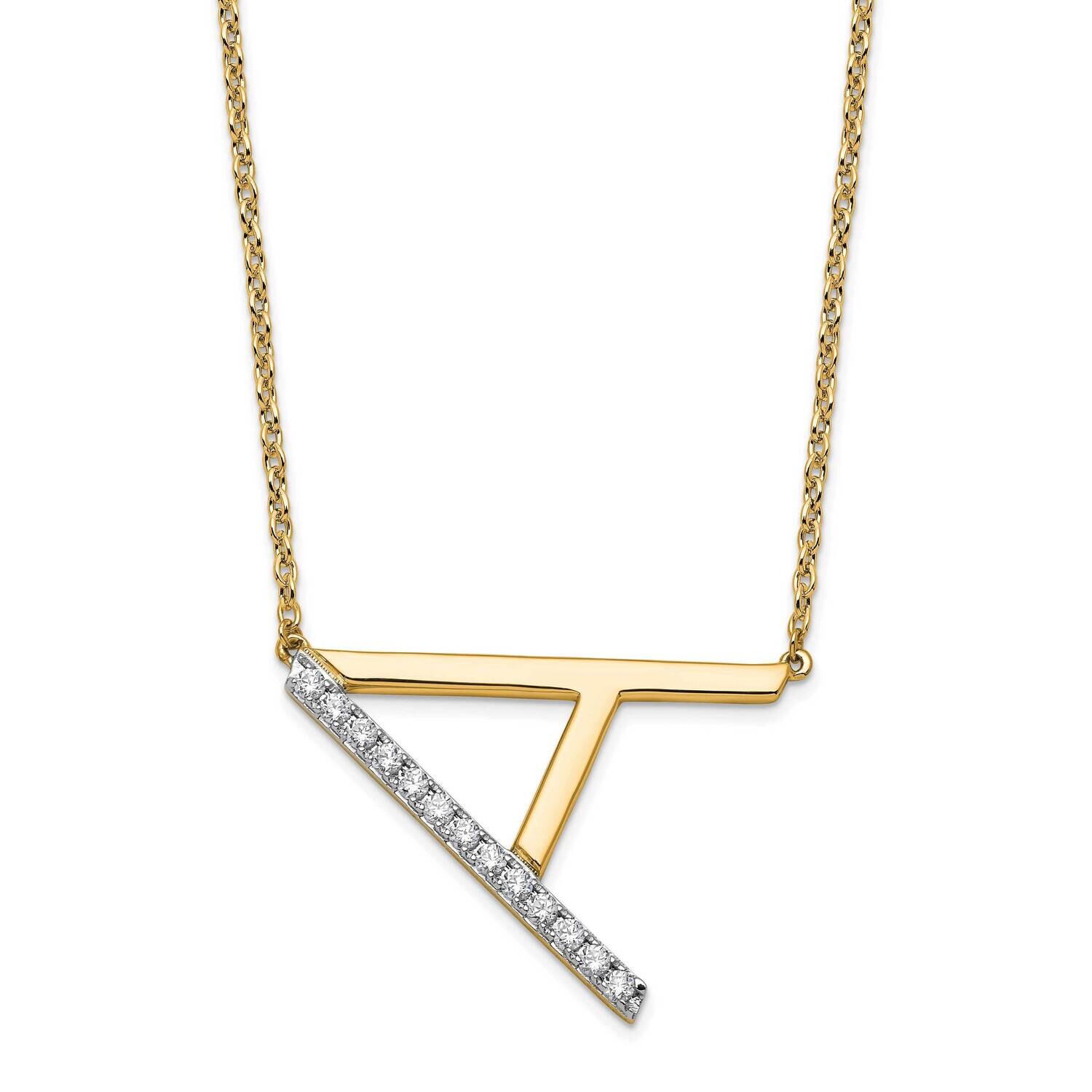 Sideways Diamond Initial A Necklace 14k Gold PM9844A-016-YA, MPN: PM9844A-016-YA,