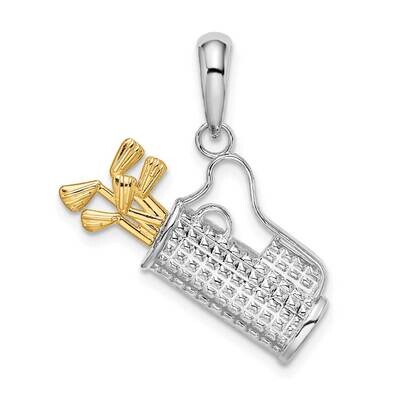 Golf Bag 14K Clubs Pendant Sterling Silver Polished QC10875G by Men&#39;s Jewelry and Accessories, MPN:…