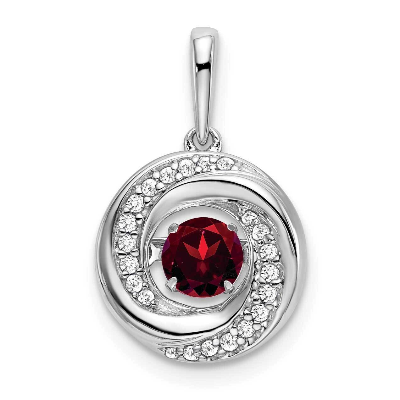 Round Garnet Diamond Pendant 14k White Gold PM7143-GA-011-WA, MPN: PM7143-GA-011-WA,