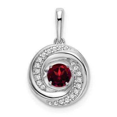 Round Garnet Diamond Pendant 14k White Gold PM7143-GA-011-WA, MPN: PM7143-GA-011-WA,