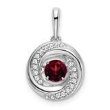 Round Garnet Diamond Pendant 14k White Gold PM7143-GA-011-WA, MPN: PM7143-GA-011-WA,