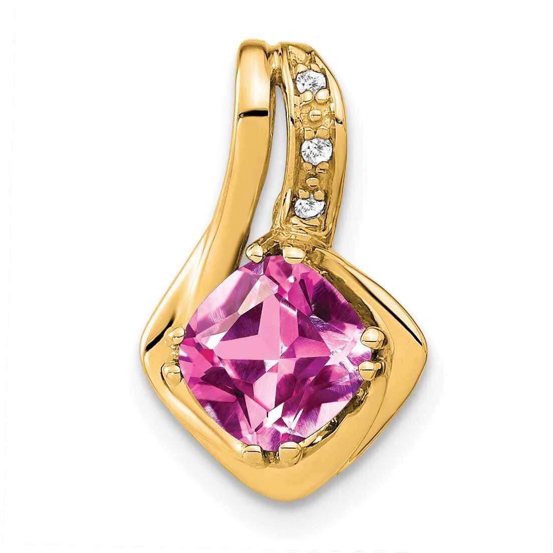 Created Pink Sapphire Diamond Pendant 14k Gold PM7117-CPS-002-YA, MPN: PM7117-CPS-002-YA,