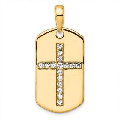 True Origin Men&#39;s 1/2 Carat Diamond Vs/Si D E F Cross Dog Tag Pendant 14k Gold PM9370-050-YLD, MPN:…