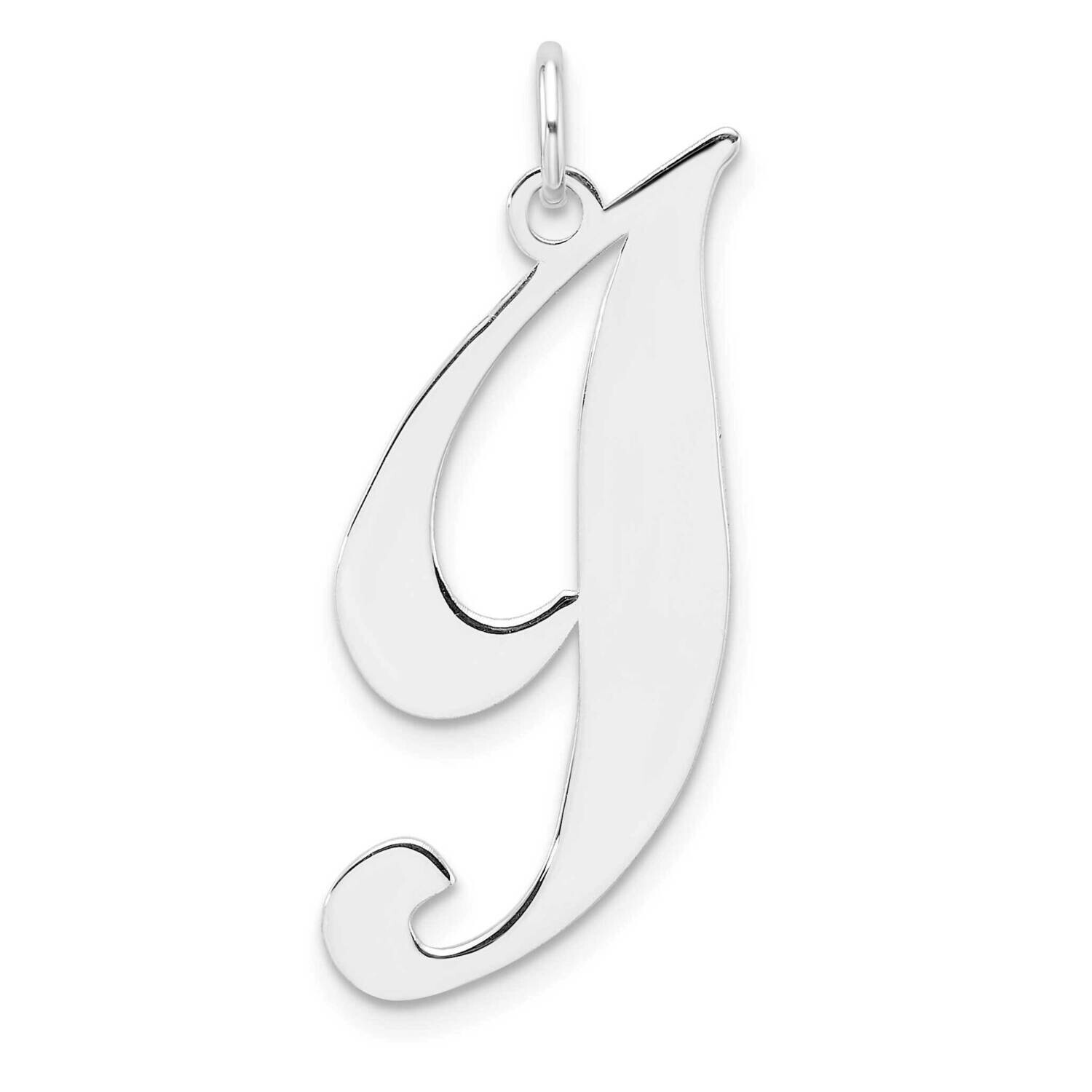 Large Fancy Script Letter I Initial Charm Sterling Silver Rhodium-Plated QC11254I, MPN: QC11254I,