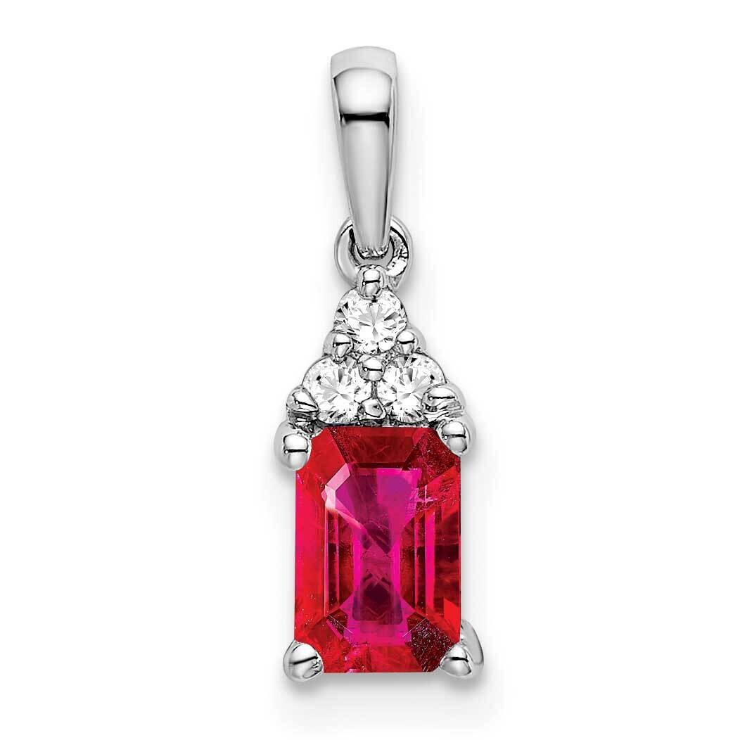 Emerald-Shape Ruby Diamond Pendant 14k White Gold PM7186-RU-007-WA, MPN: PM7186-RU-007-WA,