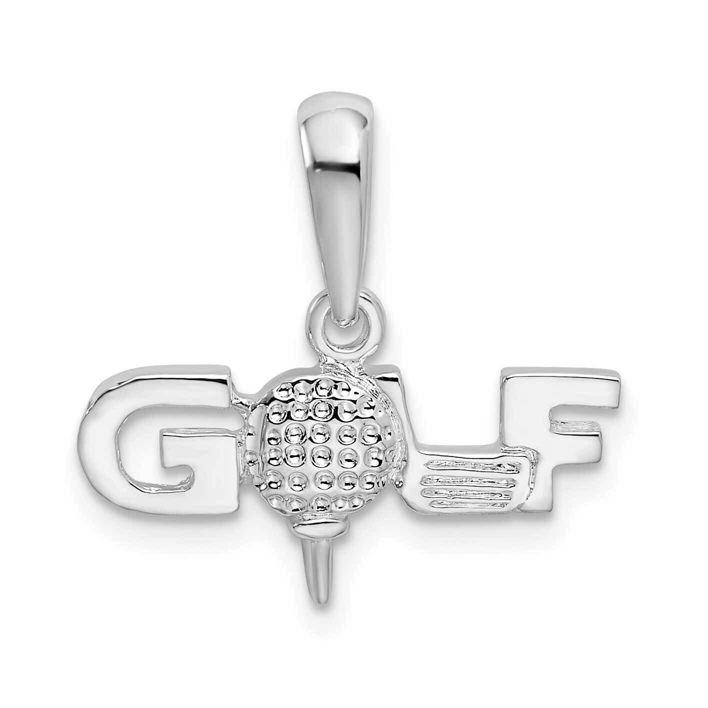 Golf Tee Club Pendant Sterling Silver Polished QC10607