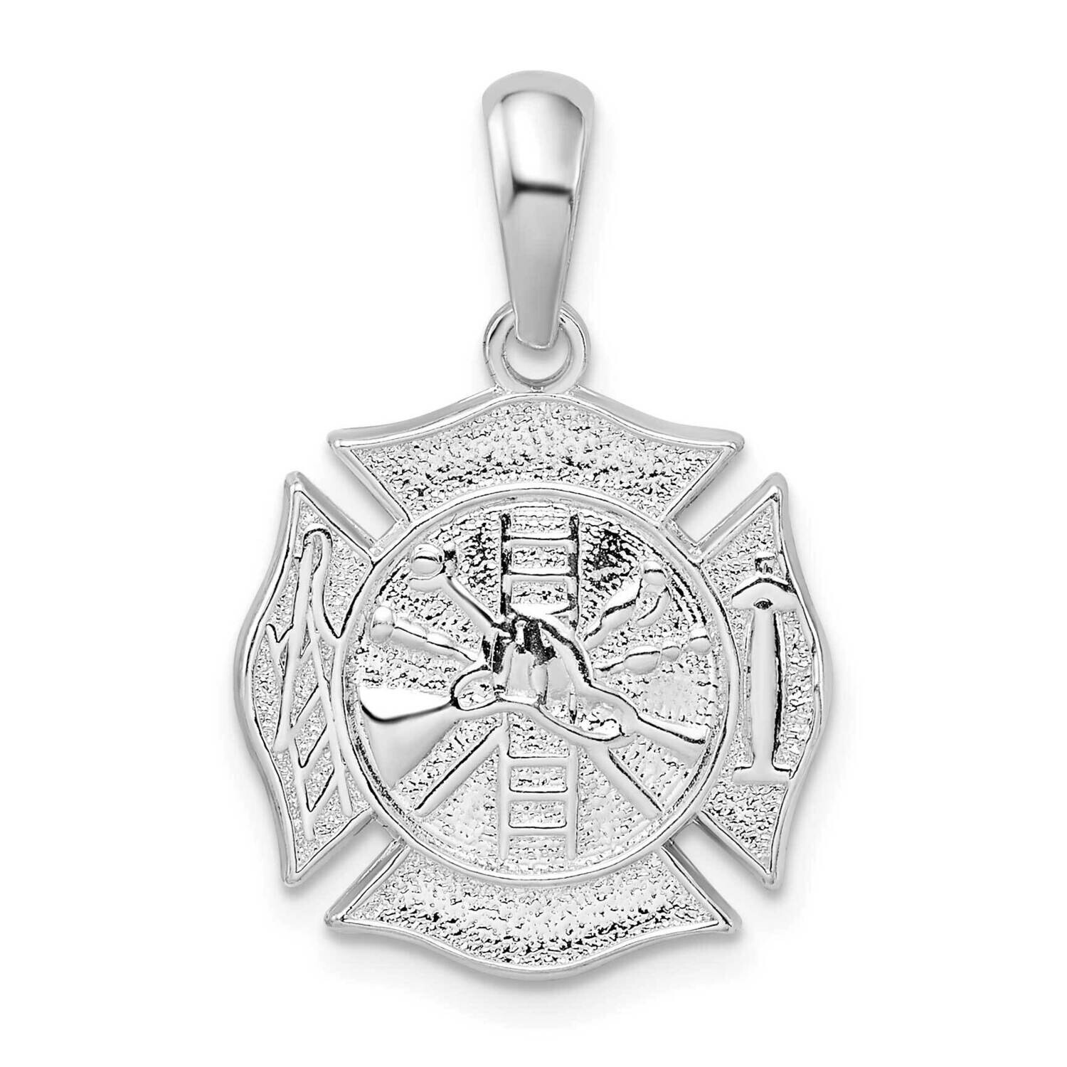 Reversible Fireman Medal Pendant Sterling Silver Polished QC10264