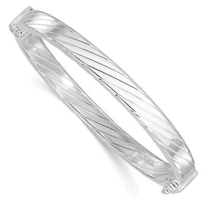 Striped 7mm Hinged Bangle Sterling Silver QB1515, MPN: QB1515,