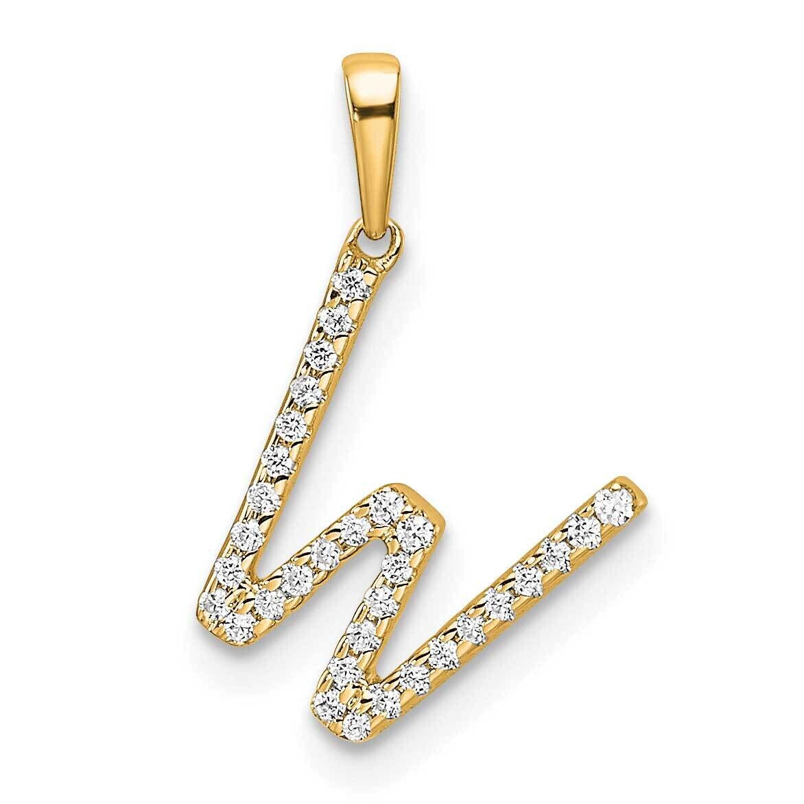 Diamond Letter W Initial Pendant 10k Gold PM9798W-010-1YA, MPN: PM9798W-010-1YA,