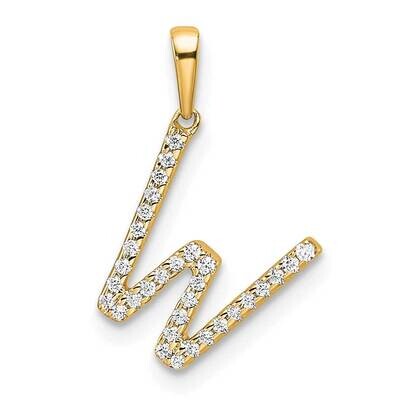 Diamond Letter W Initial Pendant 10k Gold PM9798W-010-1YA, MPN: PM9798W-010-1YA,