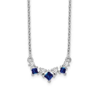 Sapphire Diamond 18 Inch Necklace 14k White Gold PM7178-SA-012-WA, MPN: PM7178-SA-012-WA, 883957763…