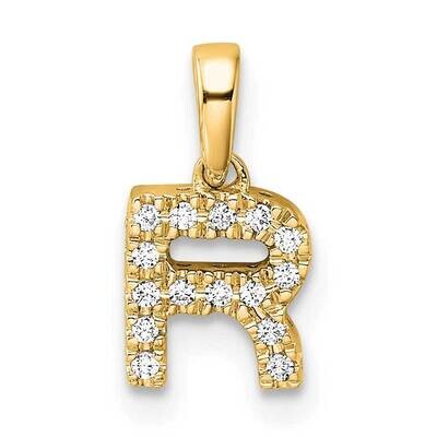 Diamond Letter R Initial Bail Pendant 10k Gold PM9797R-008-1YA, MPN: PM9797R-008-1YA,