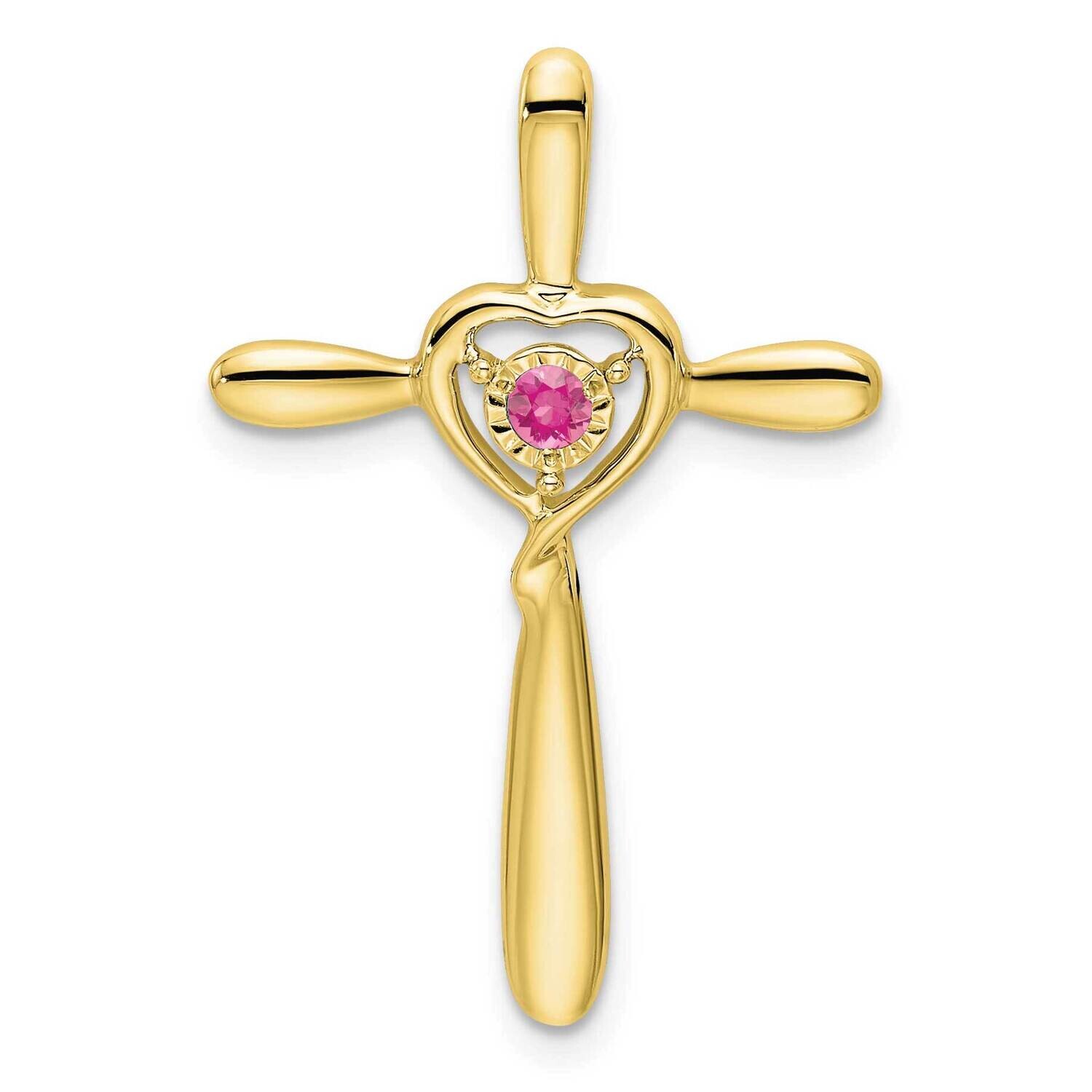 Pink Tourmaline Cross Heart Chain Slide 10k Gold PM7408-PT-1Y, MPN: PM7408-PT-1Y,