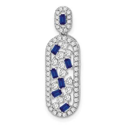 Sapphire Diamond Oval Chain Slide 14k White Gold PM7195-SA-060-WA, MPN: PM7195-SA-060-WA,