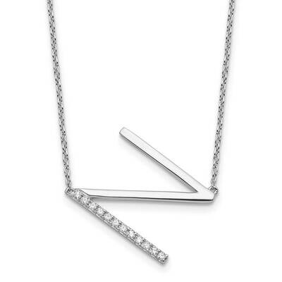Sideways Diamond Initial N Necklace 14k White Gold PM9844N-014-WA, MPN: PM9844N-014-WA,
