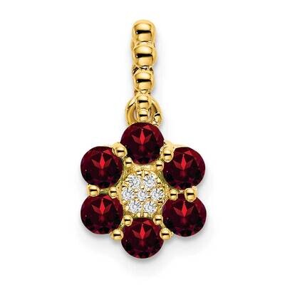 Garnet Diamond Floral Pendant 14k Gold PM7191-GA-003-YA, MPN: PM7191-GA-003-YA,