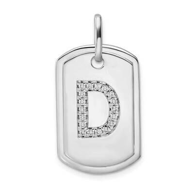 Diamond Initial D Dog Tag Charm 14k White Gold PM9842D-022-WA, MPN: PM9842D-022-WA,