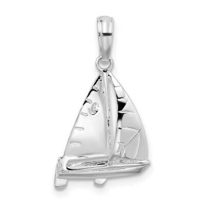 3D Sailboat Pendant Sterling Silver Polished QC10388, MPN: QC10388, 637218175444
