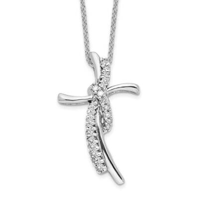 Diamond Cross Pendant Necklace 14k White Gold PM9679-015-WLG-18, MPN: PM9679-015-WLG-18, 8839578974…