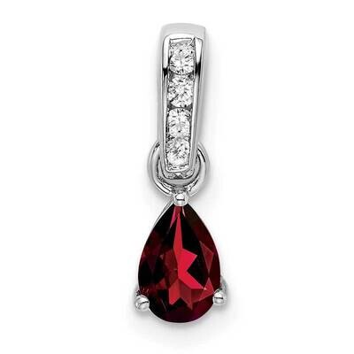 Pear Garnet Diamond Pendant 10k White Gold PM7409-GA-005-1WA, MPN: PM7409-GA-005-1WA,