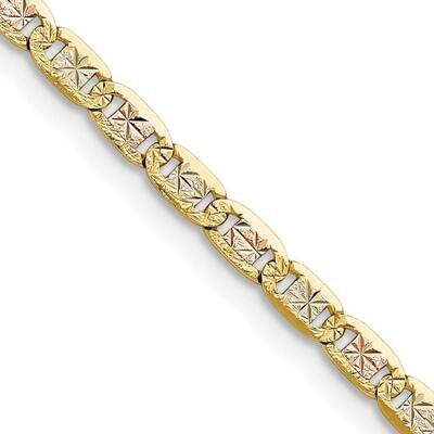 3.2mm Tri-Color Gold Pavc Valentino Chain 20 Inch 14k Gold PVL070-20, MPN: PVL070-20,