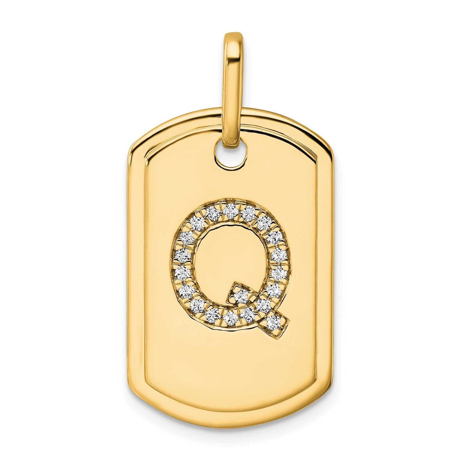 Diamond Initial Q Dog Tag Charm 14k Gold PM9842Q-021-YA